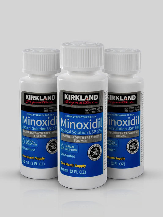 Minoxidil 5% Kirkland original com Conta-Gotas | 3 Frascos