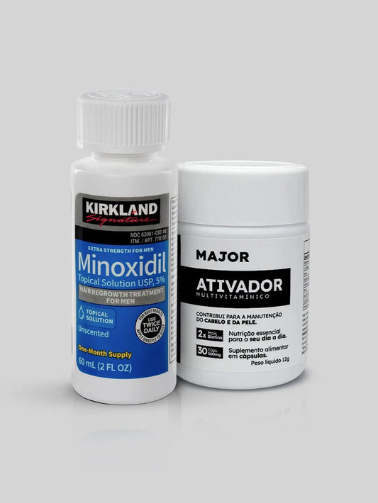Minoxidil Kirkland 5% + Multivitamínico Ativador MAJOR
