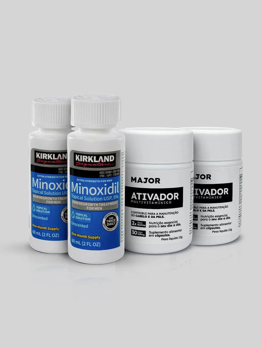 Kit 2 Minoxidil Kirkland + 2 Multivitamínico Ativador MAJOR – Barba e Cabelo
