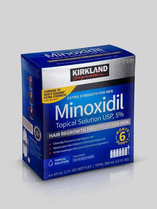 Minoxidil 5% Kirkland Original | Caixa Lacrada com 6 Frascos